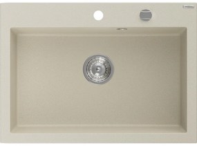 Mexen Elix zlewozmywak granitowy 1-komorowy 700 x 500 mm, beżowy, syfon chrom - 6526701005-69