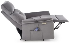 Fotel wypoczynkowy elektryczny pionizacja masaż rozkładany popiel SEMIR 2