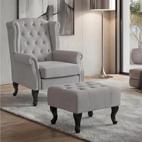 Fotel relaksacyjny Oxford,  szary z otomaną