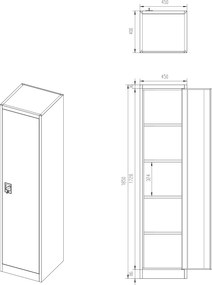 Metalowa szafa aktowa Alex 45x40x185 cm, czarna