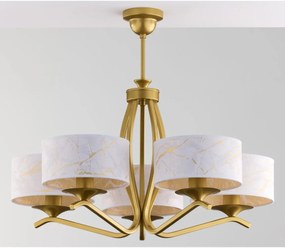 Jupiter 2110 - Żyrandol na pręcie KASZMIR 5xE27/15W/230V biały/złoty/dekor marmuru