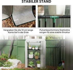 Outsunny Szklarnia z 3-poziomowymi półkami, osłona z tworzywa UV, rozwijane drzwi, 100 x 40 x 150 cm, Biały