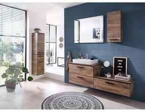 Brązowa niska szafka łazienkowa w dekorze dębu 30x72 cm Set 374 – Pelipal