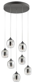 Redo 01-3489 - Ściemnialny żyrandol LED na linkach KHADI 7×LED/5W/230V czarny/dymione szkło