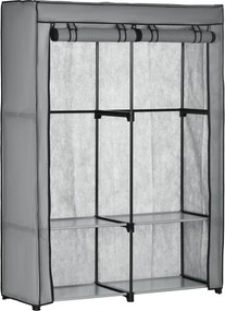 HOMCOM Szafa na Ubrania z Tkaniny 4 Półki Drążki Jasnoszara 118x49x170cm | Aosom PL