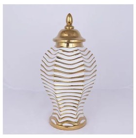 Słoik ceramiczny 42,2x21,1 cm złoty/biały