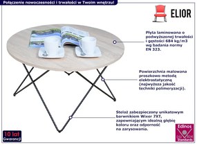 Okrągły stolik kawowy w stylu loft dąb sonoma - Murilo 4X