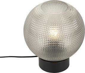 Designerska lampa stołowa czarna z dymionym szkłem - Chico