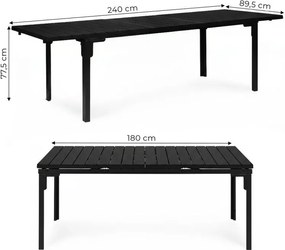 Stół ogrodowy Caprila rozkładany 180-240 cm, kolor czarny