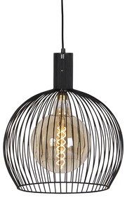 Designerska okrągła lampa wisząca czarna 40 cm - Dos Nowoczesny Oswietlenie wewnetrzne