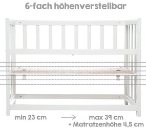 Biała kołyska dostawna z regulowaną wysokością 90x45 cm Woodland Buddies – Roba