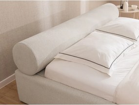 Beżowe tapicerowane łóżko dwuosobowe ze schowkiem i stelażem 160x200 cm Cille – Ropez