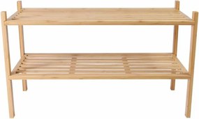 Bambusowy regał, 2 półki, stojak na buty, 68 x 29 x 40 cm