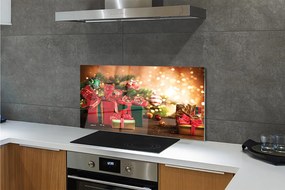 Panel szklany do Kuchni Prezenty w Blasku Choinki