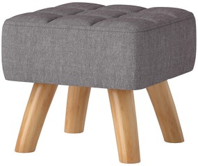 HOMCOM Pufa z wyściełaniem, imitacja lnu, drewniane nogi, maksymalne obciążenie 110 kg, szary