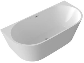 Wanna wolnostojąca przyścienna biała akrylowa WALL 140 x 70 cm z przelewem chromowanym