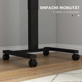 Vinsetto Pulpit Stojący, Biurko na Stojaka, Regulowane Wysokościowo, 4 Kółka, 65 cm x 48 cm x 108 cm, Brąz + Czarny