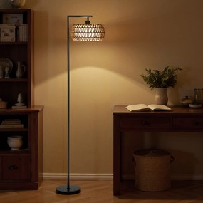 HOMCOM Lampa stojąca LED z podwójnym kloszem, ściemniana z 3 temperaturami barwowymi do salonu, sypialni, biura, Czarny | Aosom PL