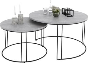 Zestaw dwóch stolików kawowych czarny + beton F6-C08