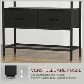 HOMCOM Stojak garderobiany z półką na buty w stylu industrialnym, 2 szuflady z materiału, 8 haczyków, metalowa rama, Czarny
