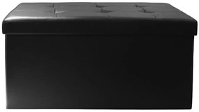 Czarna pufa otwierana skóra ekologiczna S6-C82