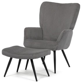 Fotel relaksacyjny z podnóżkiem L7285 GREY6, szary