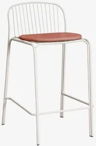 Wysoki Stołek Ogrodowy Z Stali Anerina ↑65 Cm & Terracota & Lodowata Biel - Sklum