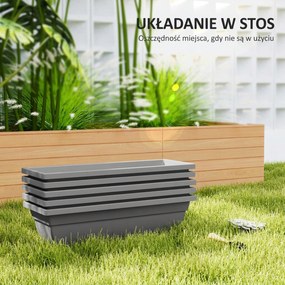 Outsunny Zestaw 5 Doniczek z Plastiku dla Tarasu, Ogrodu, Balkonu, 59 x 21 x 16 cm, Szary