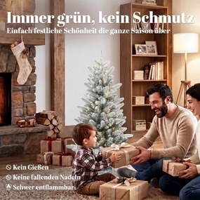 HOMCOM Sztuczna choinka, 90 cm, 50 LED, 240 końcówek, sztuczny śnieg, podstawa z tlenku magnezu | Aosom PL