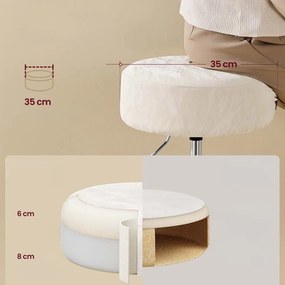 Regulowane krzesło do toaletki AURA, Ø35cm, kremowe Vasagle