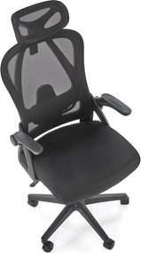 Fotel biurowy z oparciem i zagłówkiem z siatki Negro Halmar