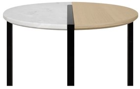 Stolik z blatem z drewna dębowego i marmuru ø 80 cm Sonata – TemaHome