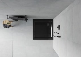 Mexen Flat brodzik kwadratowy slim 90 x 90 cm, czarny, syfon czarny - 40709090B