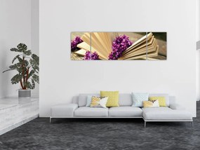 Obraz książki z lawendą (170x50 cm)