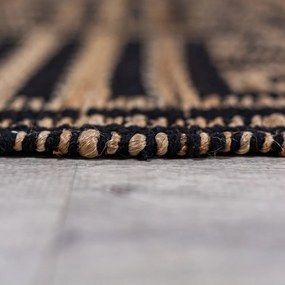 Czarno-naturalny dywan z mieszanki juty tkany ręcznie 120x170 cm Meander Jute – Flair Rugs