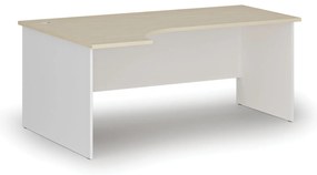 Narożne biurko PRIMO WHITE, 180x120 cm, lewe, biały/brzoza