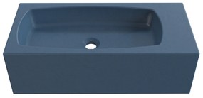 Umywalka betonowa wisząca / nablatowa prostokątna bez otworu na baterię 65 x 30 cm z półką ZALM | różne kolory : Kolor - Niebieski denim, Typ montażu - nablatowa