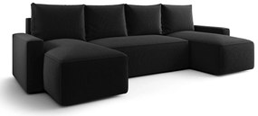 Czarny tapicerowany narożnik z funkcją spania A8-T04