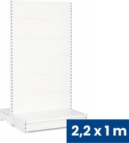 Regał sklepowy obustronny, pełne ścianki, 2200 x 1000 x 900 mm, podstawowy, biały