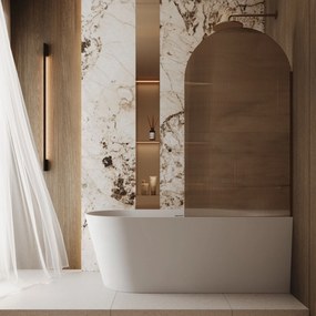 Parawan nawannowy owalny ARTE WELLE Oval Brown szkło brązowe ryflowane | Różne rozmiary : Kolor profili kabiny - chrom / srebrny, Rozmiar - 80x140 cm