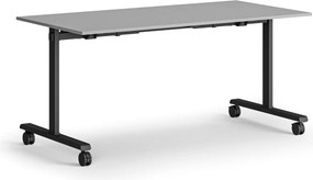Mobilny stół MATCH, 160x80 cm, czarna podstawa, szary