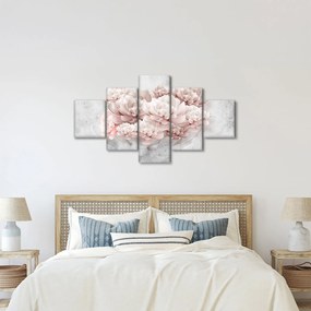Obraz - Różowe kwiaty na ścianie (125x70 cm)