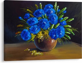 Obraz niebieskich kwiatów w wazonie (70x50 cm)