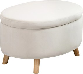 HOMCOM Ławka z miejscem do przechowywania, Hoker, owalny kształt, wygląd aksamitu, do 80 kg, 71 x 51,5 x 42 cm, Beżowy