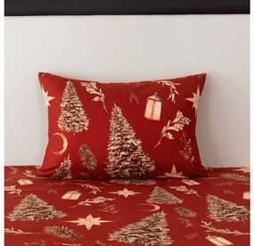 Poszewka na poduszkę z mikrofibry GOLD CHRISTMAS 50x70 cm, czerwony