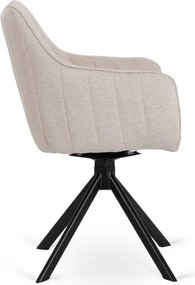 Krzesło Tapicerowane Obrotowe do Salonu MUMBAI Kremowe Nowoczesne