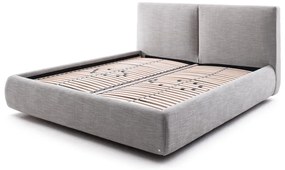 Szare tapicerowane łóżko dwuosobowe ze schowkiem i stelażem 180x200 cm Atesio – Meise Möbel