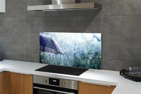 Szklany Panel Deszcz na tle Parasola