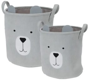 Kosze na zabawki CUTIE z uszkami, sztruksowe, 2 sztuki