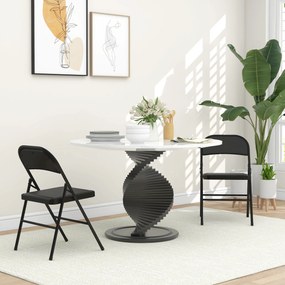 HOMCOM Składane krzesła zestaw 2 sztuki skóra ekologiczna metalowa rama do 120 kg czarne | Aosom PL